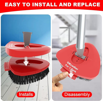 2 Pack Upgrade Scrub Brush Replace Heads Compatible with O Cedar EasyWring 1 Tank Spin Mop,Mop Replacement Scrubber Head Brush,Floor Cleaning Brush,More Layers of Bristles for Bathroom, Deck, Kitchen