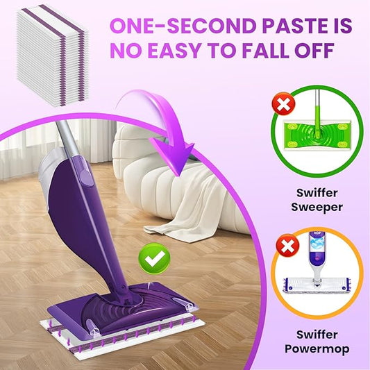 Disposable Wet Pads Refill for Swiffer WetJet Mop,30-Pack Multi-Surface Spray Mop Pad Refills for Floor, Bathroom, Kitchen, Living Room Cleaning, Super Strong Stains Absorption