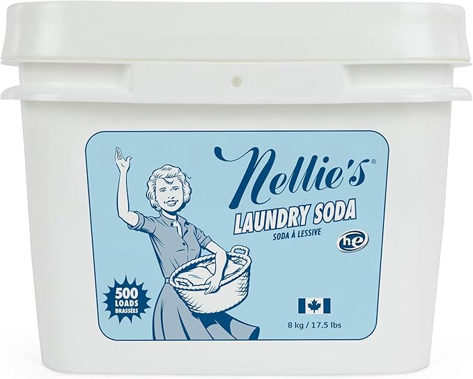 Nellie's Laundry Soda - Concentrated Laundry Detergent Powder -Bulk 500 Loads - Vegan, Hypoallergenic, Fragrance-Free, and Non-Toxic Formula - (Made in Canada)