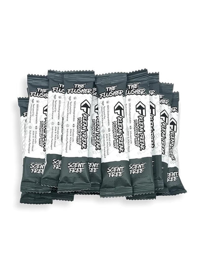 THE KLEAN FREAK FLUSHER - Flushable Wipes For Adults & Kids Unscented/Scented - 100% BIODEGRADABLE Individual Wrapped Travel WET Wipe for Toilet - Soothing Aloe & Witch Hazel - Alcohol Free 20 Pack