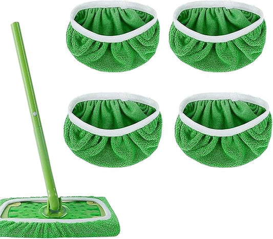 Reusable Microfiber Mop Pads Compatible with Swiffer Sweeper Mop,Dry Sweeping Cloths,Washable Wet Mopping Cloth Refills for Surface/Hardwood Floor Cleaning,4 Pack (Mop is Not Included)