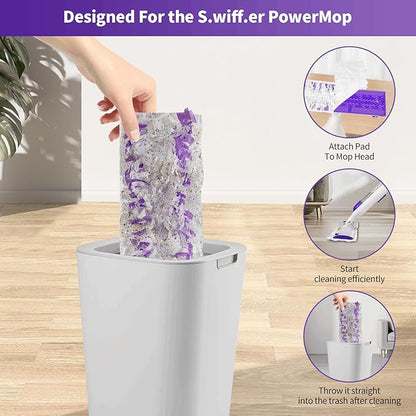 25 Pack Disposable Mopping Pads Refills for Swiffer PowerMop Multi-Surface & Wood Mops, Spray Clean Pads Replacement for Floor Cleaning（Purple Without Handle）