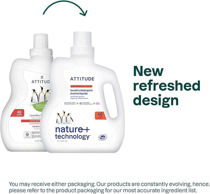 ATTITUDE Liquid Laundry Detergent, EWG Verified Laundry Soap, HE Compatible, Vegan and Plant Based Products, Cruelty-Free, Summer Berries, 40 Loads, 67.6 Fl Oz