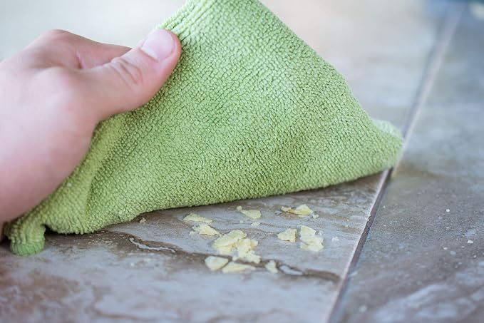 Greenery Collection Microfiber Cleaning Cloths, Attract Dust Like a Magnet, Green and Tan Duster Cloths, Pack of 20