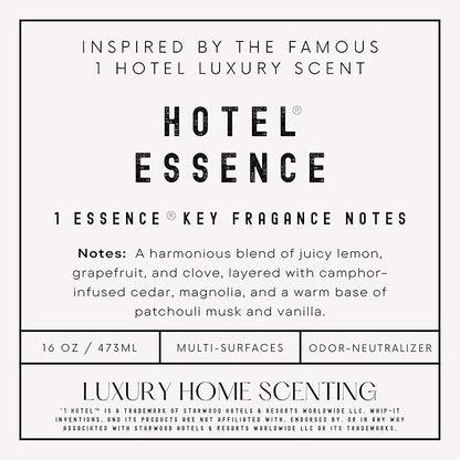 Hotel Essence Cleaner: Plant-Based Multi-Surface Cleaner & Odor Neutralizer, 16 oz, Leather, Cardamom, Lemon, Sandalwood, Cedarwood, Cinnamon, Vetiver, Amber, Musk, Iris, 16 Fl Oz (2)
