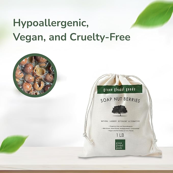 100% Natural Soap Nuts 1lb (0.45kg) – 180 Loads | Deseeded Natural eco nuts soap berr with 1 Wash Bag | Eco-Friendly Laundry Detergent | Chemical-Free, Fragrance-Free, Non-Toxic, Multi-Purpose Cleaner