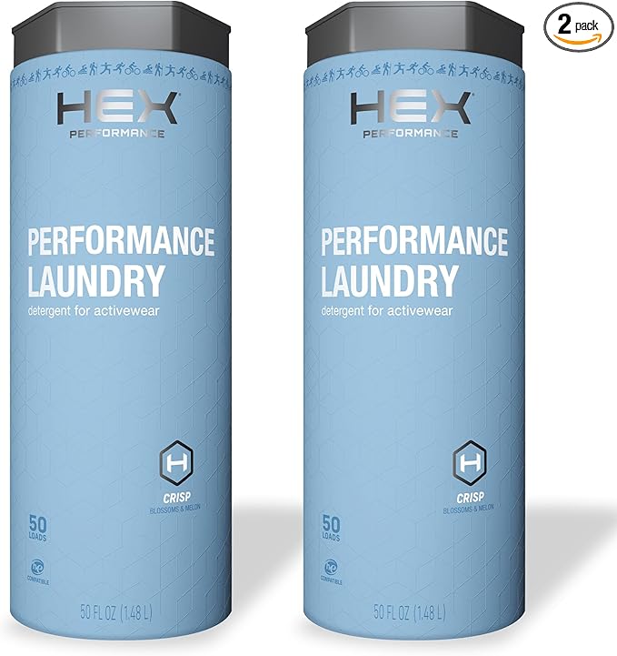 HEX Performance Laundry Detergent, Crisp, 100 Loads (Pack of 2) - Designed for Activewear, Eco-Friendly, Concentrated Formula