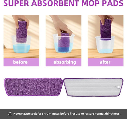 6pcs Microfiber Spray Mop Replacement Heads for Wet/Dry Mops Flat Replacement Heads for Floor Cleaning and Scrubbing Microfiber Pros Reusable Mop Pads