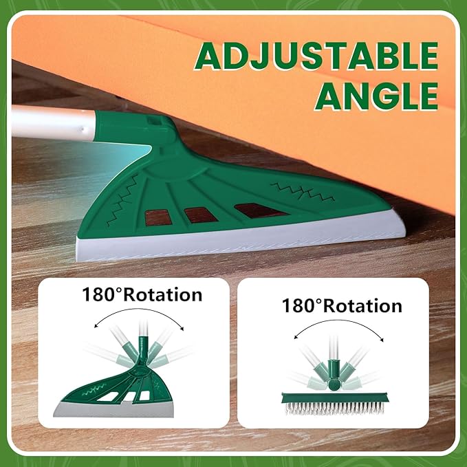 Magic Air Broom Household Silicone Broom for Floor Cleaning, Multifunctional Floor Squeegee with 60’’ Aluminum Adjustable Handle, Pet Hair for Glass, Fine Dust, Hair, Liquids (Green)