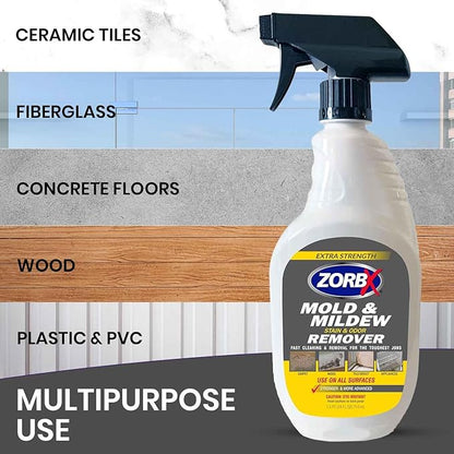 ZORBX Extra Strength M&M Remover & Cleaner Spray 24 FL Oz – Scrub Free Formula - Bleach Free M&M Stain & Smell Eliminator for Shower, Bathroom, Ceiling, Carpet, Cars, Walls & Wood