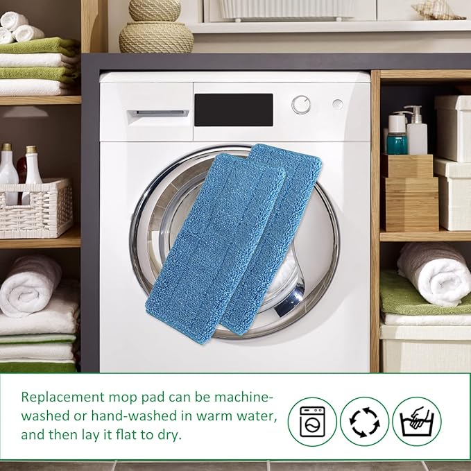 Diteje 3 Pack Washable Replacement Mop Pads Reusable Refill Compatible with Swiffer Sweeper,for All 9.8 to 10.3 Inch Flat Mops Wet Dry Use
