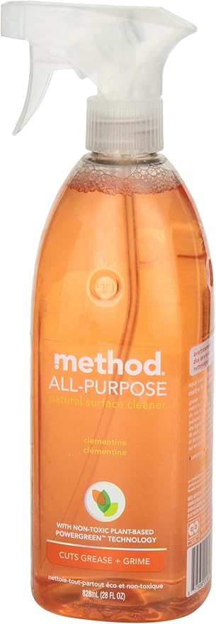 Method All-Purpose Cleaner Spray, Clementine, Plant-Based and Biodegradable Formula Perfect for Most Counters, Tiles, Stone, and More, 28 oz Spray Bottles, (Pack of 2)