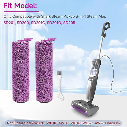 SD201 Roller Replacement Fit for Shark Steam Pickup 3-in-1 Steam Mop SD200 SD201 SD201C SD201Q SD205, 2 Pack