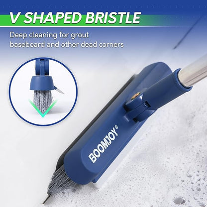 BOOMJOY Grout Brush with Long Handle, Grout Cleaner Brush for Tile Floors, Stiff Bristles for Crevice, Tile Line, Shower, Kitchen, Bathroom