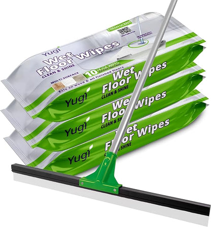 Yugi XXL Wet Floor Wipes For Squeegee Stick,Multi Surface Cleaning Wipes,Fresh Aroma Scent,Huge Disposable Wipes (27.5" x 15.7"),Extra Thick,(3 Packs- 30 wipes)