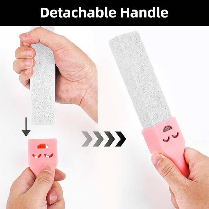 19PCS Pumice Stone Toilet Bowl Cleaner with Handle, 3Handle+16Stone Bathroom Cleaner Powerful Hard Water Stain Remover for Toilet Sink Kitchen （White）