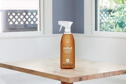 Method Daily Wood Cleaner, Almond, Plant-Based Formula That Cleans Shelves, Tables and Other Wooden Surfaces While Removing Dust & Grime, 28 Oz Spray Bottles, (Pack of 8)