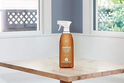 Method Daily Wood Cleaner, Almond, Plant-Based Formula That Cleans Shelves, Tables and Other Wooden Surfaces While Removing Dust & Grime, 28 oz Spray Bottles, (Pack of 1)