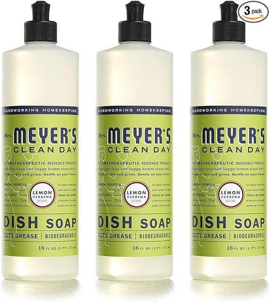 MRS. MEYER'S CLEAN DAY Dish Soap Lemon Verbena, 16 Fl. Oz. (Pack of 3)