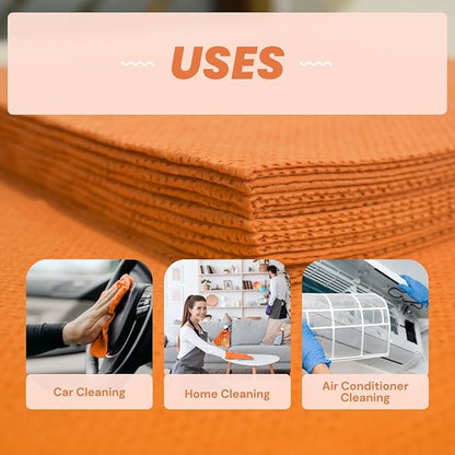 Cleaning Towel Pack 2 (24 Sheets)- Non Woven Viscose Blend Multipurpose Towelettes Reusable Washable - Home and Kitchen Wipe Dish Cloths Car Shelves Furniture & Wardrobe (15.75"x15.75")