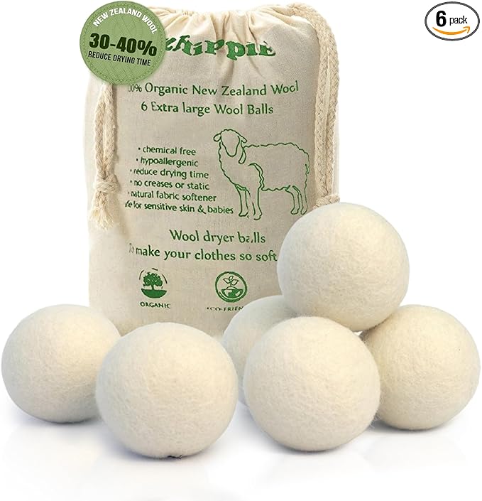 Quality Wool Dryer Balls - 6 XL Pack - 1000+ Loads - Pure Organic Wool - Reusable Natural Fabric Softener Perfect with Essential Oils, Reduce Clothing Static and Wrinkles