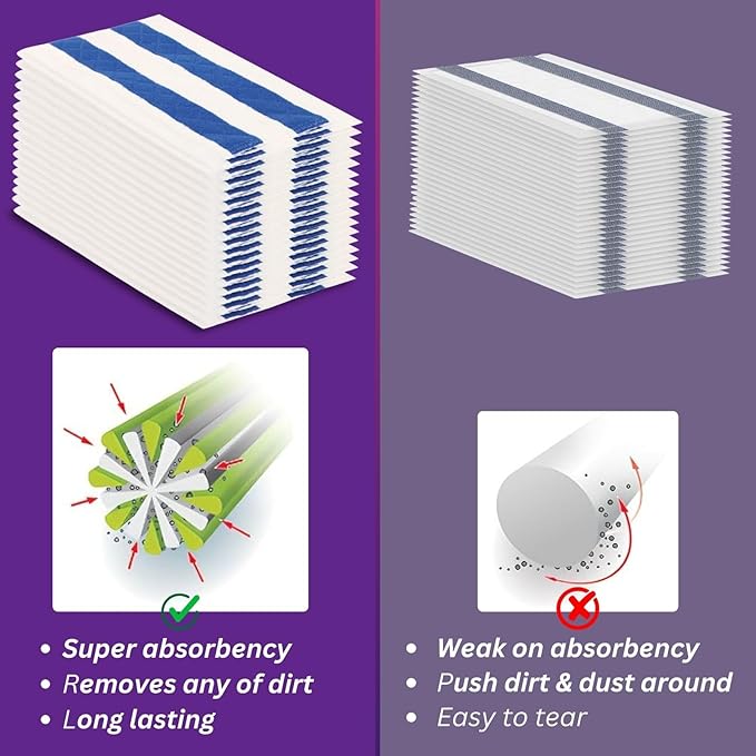 30 Count Floor Cleaner Spray Mop Pads,Multi-Layer Dry Refills Compatible with Swiffer WetJet & All 10-11'', Wet Dry Mop Refill Pads