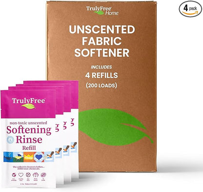 Fabric Softening Conditioner for Clothes| Safe for Babies & Kids with Sensitive Skin | Plant-Based | Include 1 Refillable 50oz Bottle with Measuring Cap| Unscented Rinse(200 Loads)