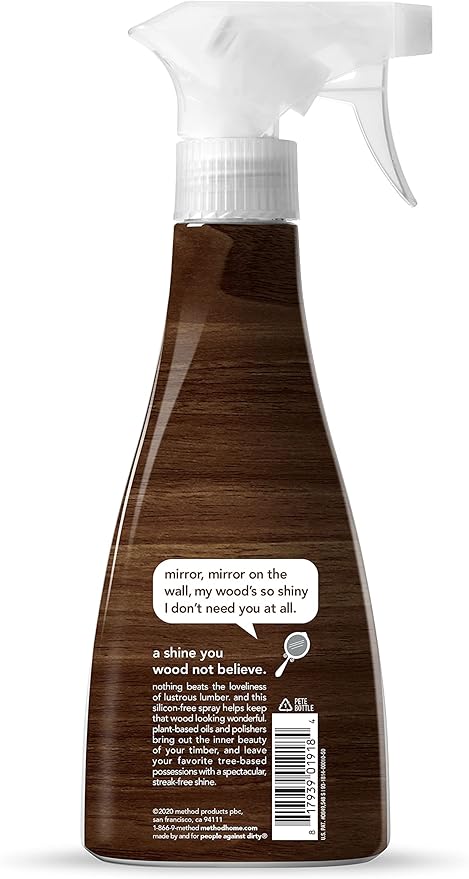Method Wood Polish, Almond, For Wood Surfaces, Furniture and Cabinets, 14 Ounces (Pack of 6)