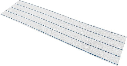 Disposable Microfiber Mop Pads in Easy Grab Dispenser Box, White with Blue Stripe, Non-Scratch, Streak-Free Cleaning for Hardwood, Vinyl, Marble, Ceramic Floors, Fits 18-Inch Mop Plates,