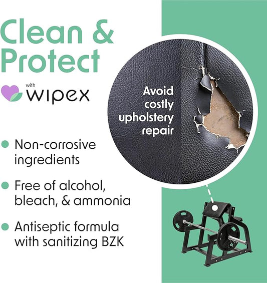 Wipex Gym Wipes Fitness Equipment Wipes, Plant-Based Cloth - Lemongrass, Eucalyptus and Vinegar Wipes to Clean Surfaces, Safe Yoga Mat Cleaner Wipes, All Purpose Gym Cleaner, 400 Count