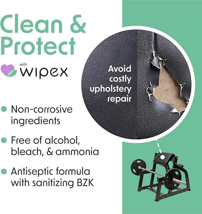 Plant Based Gym Wipes by Wipex, Natural Surface & Equipment Cleaning with Lemongrass, Eucalyptus & Vinegar for Home or Fitness Studio, Great on Yoga Mats, Peloton Bike, 400 Count (Pack of 2)