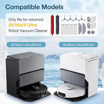 S8 MaxV Ultra Replacement Accessories Kit for Roborock S8 Maxv Ultra Robot Vacuum Cleaner, 1 Set Main Roller Brush,4 HEPA Filters,4 Side Brush,2 Dust Bag,2 Mop Pads,2 Edge Mop Clothes,16 Pack