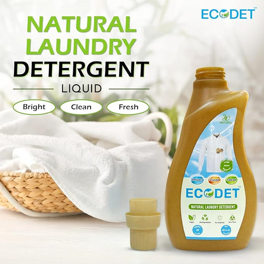 Natural Liquid Laundry Detergent | 40 Oz (Pack of 2) | Plant-Based Biodegradable Formula | HE Compatible | Odor & Stain Removal | Eco-Friendly, Safe for Kids & Pets | Sustainable Packaging