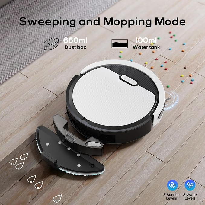 V3 Robot Vacuum and Mop Combo,KIPVVO 3-in-1 Ultra Thin Self-Charging Automatic Robot Vacuum Cleaners with 5000Pa Strong Suction,120mins Runtime,WiFi/App/Remote Control for Hard Floors,Pet Hair,Carpets