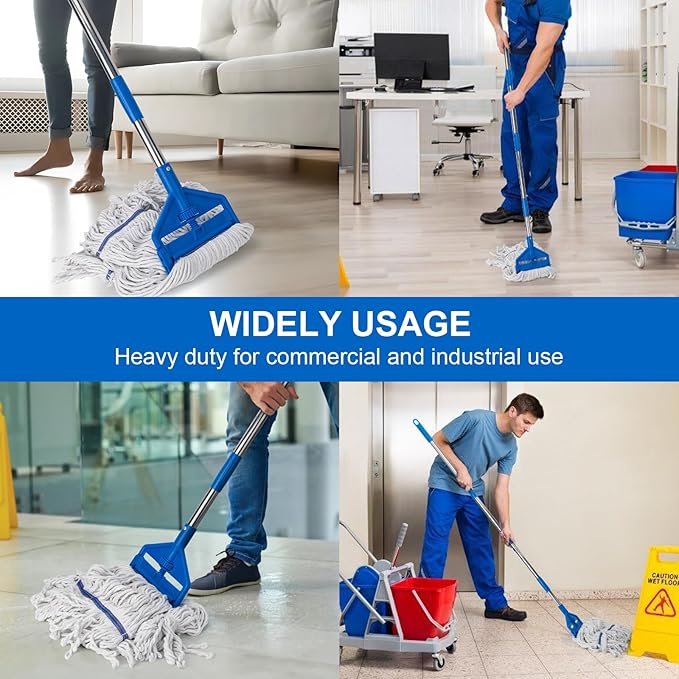 KeFanta Commercial Mop 60 inch Heavy Duty Industrial Wet Mops with Long Handle,Looped-End String Cotton Mop for Home, Kitchen,Garage,Office and Concrete/Tile Floor Cleaning