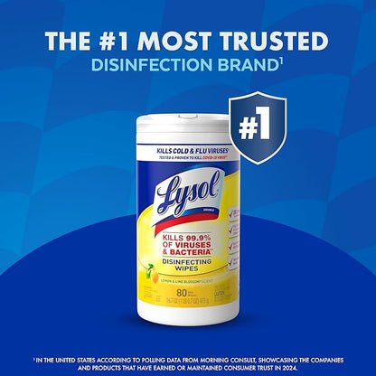 Lysol Disinfecting Wipes Bundle, Cleaning Supplies, All Purpose Cleaner, Multi-surface Cleaning Wipes, Multi-Scent Sanitizing Wipes Bundle, 80 Count (3pk)