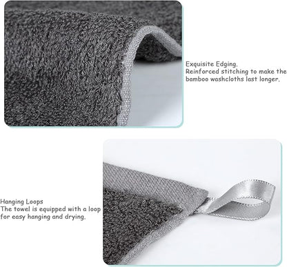 Yoofoss Luxury Washcloths Towel Set 10 Pack Baby Wash Cloth for Bathroom-Hotel-Spa-Kitchen Multi-Purpose Fingertip Towels and Face Cloths 10'' x 10'' - Dark Grey