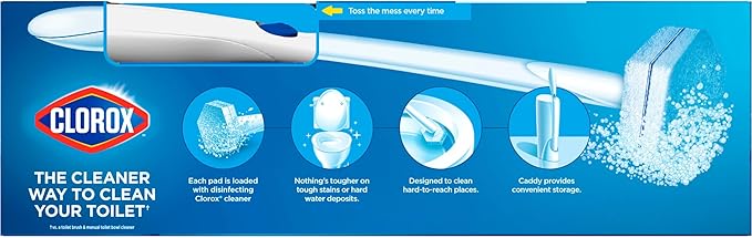 Clorox Toilet Wand Toilet Cleaning Kit, ToiletWand, Caddy and 6 Refills (Pack May Vary)