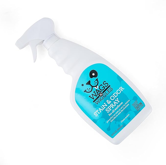 Wags & Wiggles Stain & Odor Spray, 32oz - Pet Carpet Cleaner for Stains, Oxygen-Powered Cleaner for Dog & Cat Urine, Carpet Stain Remover & Deodorizer with Clean Scent, Pet Odor Eliminator for Home
