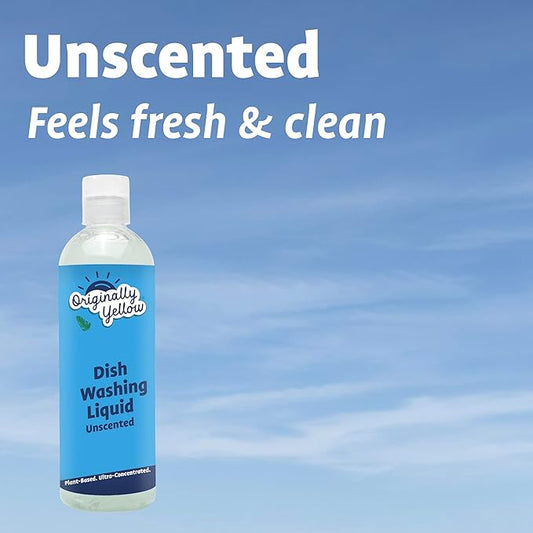 Originally Yellow Plant-Based Dish Soap Fragrance and Dye-Free | Quick-Drying Dishwashing Liquid Removes Dirt and Grease | Streak-Free Dish Soap, 16 Fl Oz (3-Pack)
