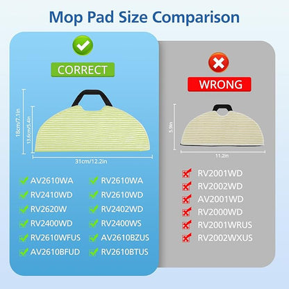 AV2610WA RV2610WA Vacuum Mop Replacement Pads Compatible with Shark AV2610WA RV2610WA RV2620WA RV2620WD RV2610WD RV2410WD AI Ultra 2- in-1 Robot Vacuum, 4 Mop Pads, 2 HEPA Filters, 4 Side Brushes