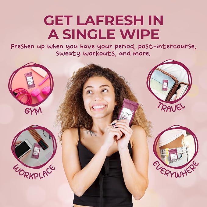 LA Fresh Feminine Wipes with Aloe Vera, Chamomile Extract, Cucumber, and Vitamin E, Pack of 3 10-count Pouches (30-count)