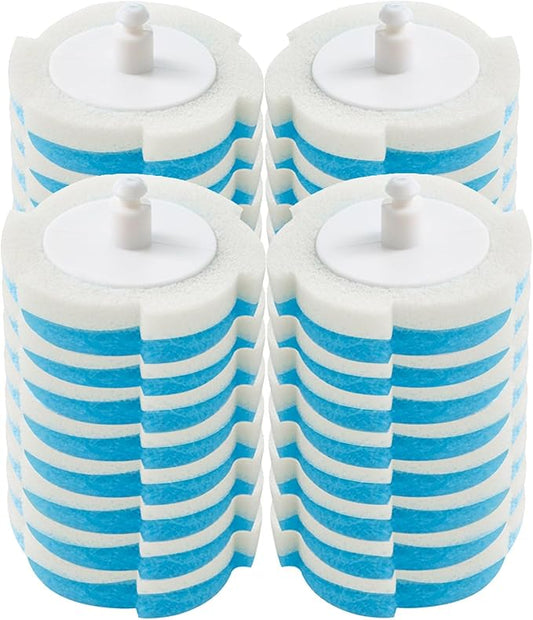 Disposable Toilet Brush Refills, 32 Pcs Compact Blue Scrubber Heads – Bathroom Cleaning Supplies for Toilet, Bathtub, Sink & Washbasin
