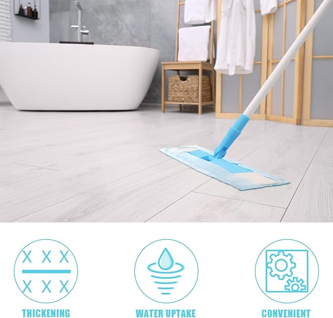 100 Pcs Upgraded Pet Heavy Duty Mop Pads Compatible with Swiffer Mop Refills Multi Surface Dry Cloths Washable Sweeper Flat Mop Pads for Floor Sweeping and Cleaning(Blue)