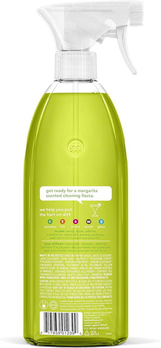 Method All-Purpose Cleaner Spray, Lime + Sea Salt, Plant-Based and Biodegradable Formula Perfect for Most Counters, Tiles and More, 28 Fl Oz, (Pack of 4)