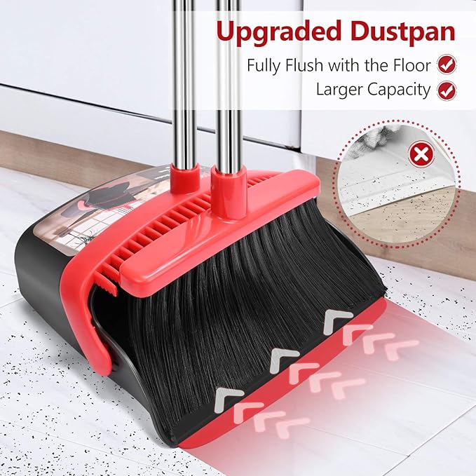 Aifacay Broom and Dustpan Set for Home,Reusable Mop Refill Pads Compatible with Swiffer Wet Jet, 6 Pack Microfiber Wet Dry Use Replacement Heads for Swiffer WetJet 11" Mop Types of Floor Cleaning