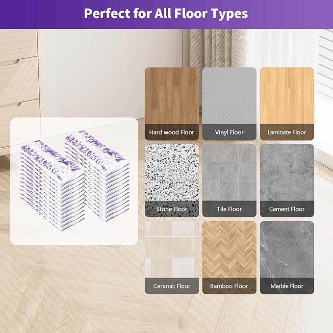 25 Pack Disposable Mopping Pads Refills for Swiffer PowerMop Multi-Surface & Wood Mops, Spray Clean Pads Replacement for Floor Cleaning（Purple Without Handle）