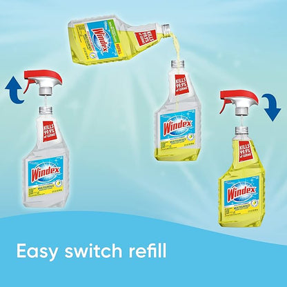 Windex Refill Multipurpose Disinfectant Cleaner Spray with Reusable Trigger, Bottle Made from 100% Recovered Coastal Plastic, Surface Cleaning Spray, Citrus Fresh Scent, 32 Fl Oz (Pack of 3)
