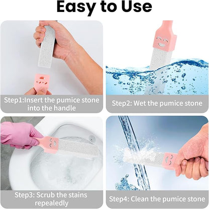 19PCS Pumice Stone Toilet Bowl Cleaner with Handle, 3Handle+16Stone Bathroom Cleaner Powerful Hard Water Stain Remover for Toilet Sink Kitchen （White）