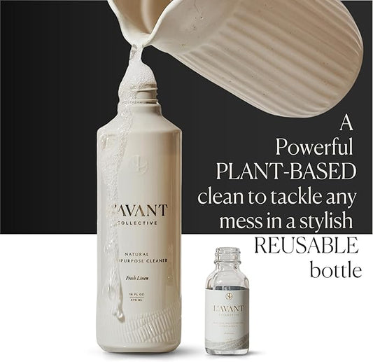L’AVANT Collective All Purpose Cleaner Spray – Natural Cleaning Spray for Kitchens, Counters, and Bathrooms – Vegan, Organic, Plant-Based Multipurpose Surface Cleaner with Refreshing Fresh Linen Scent